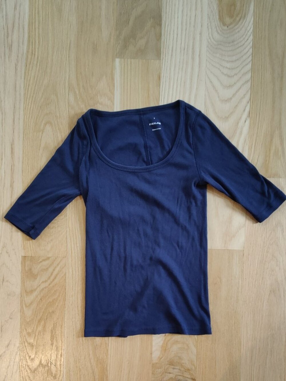 Everlane Luxe Rib Scoop Neck Tee Navy Size Small S